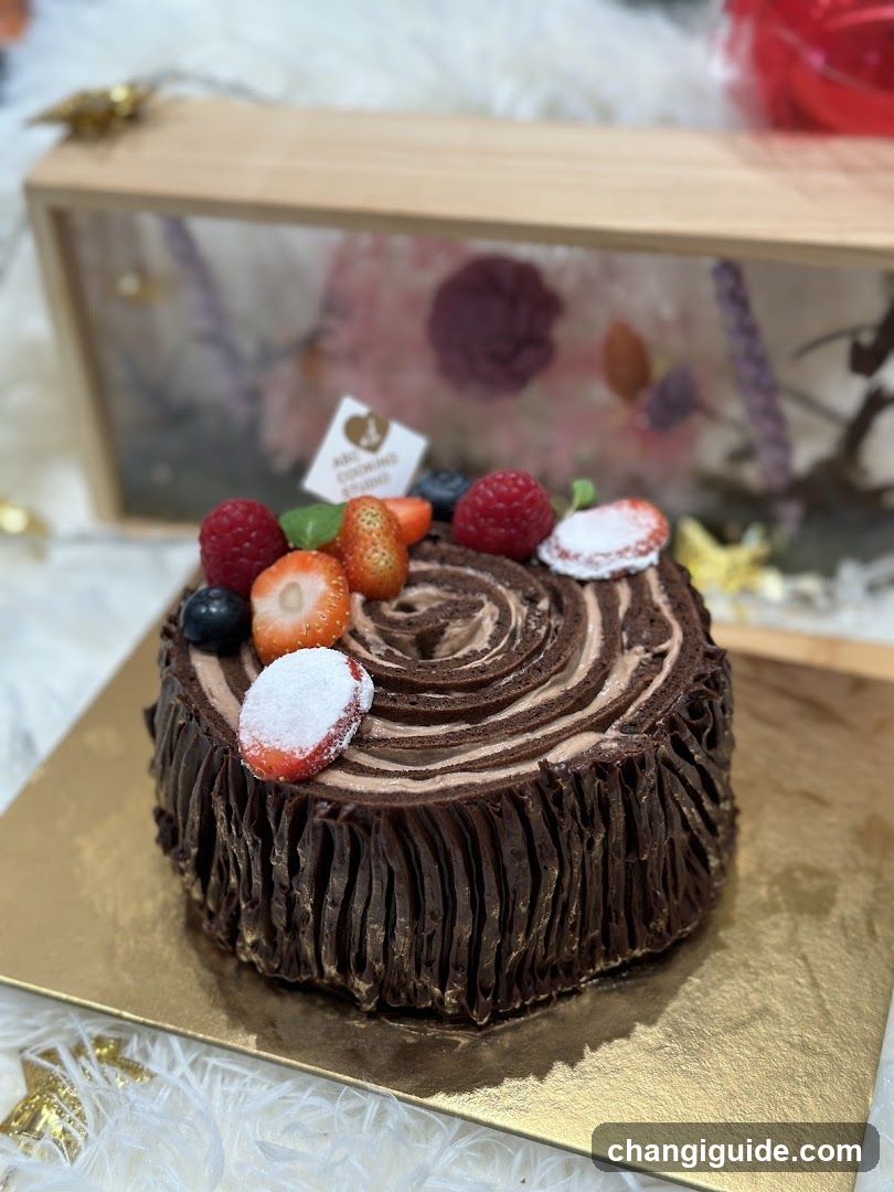 Chocolate Tree Cake with Fresh Fruits