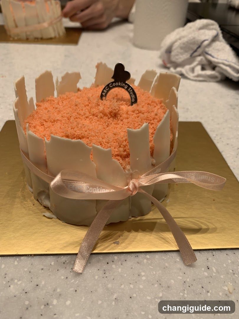 Decorated Cake with Orange Crumble Topping