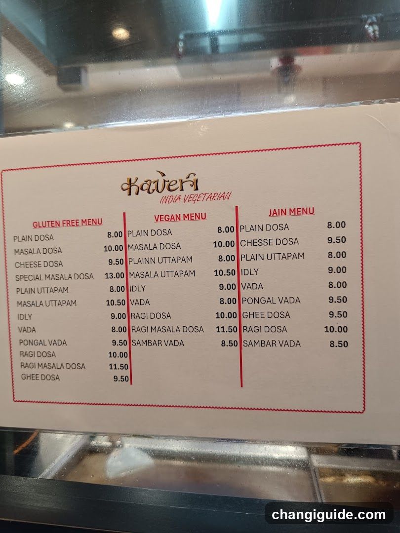Kaveri India Vegetarian Menu