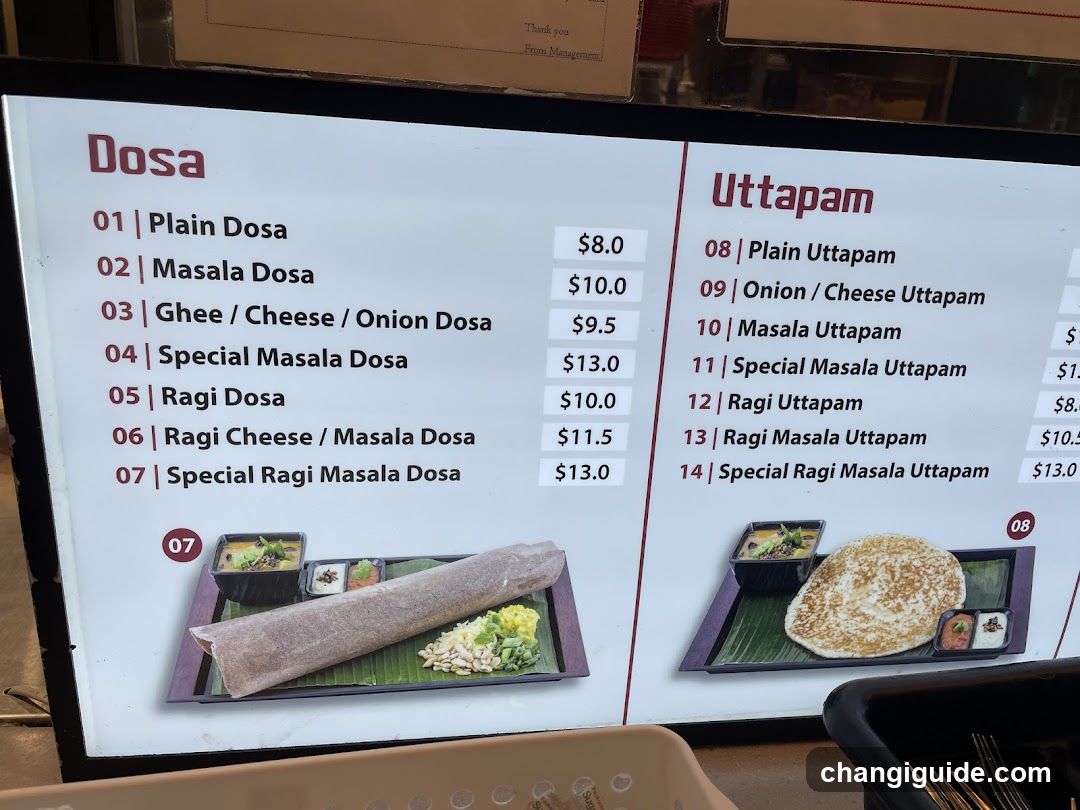 Dosa and Uttapam Menu Board