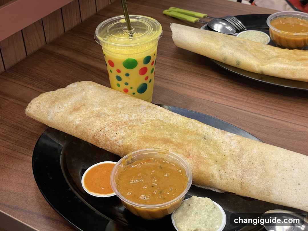 Dosa with Chutneys and Drink