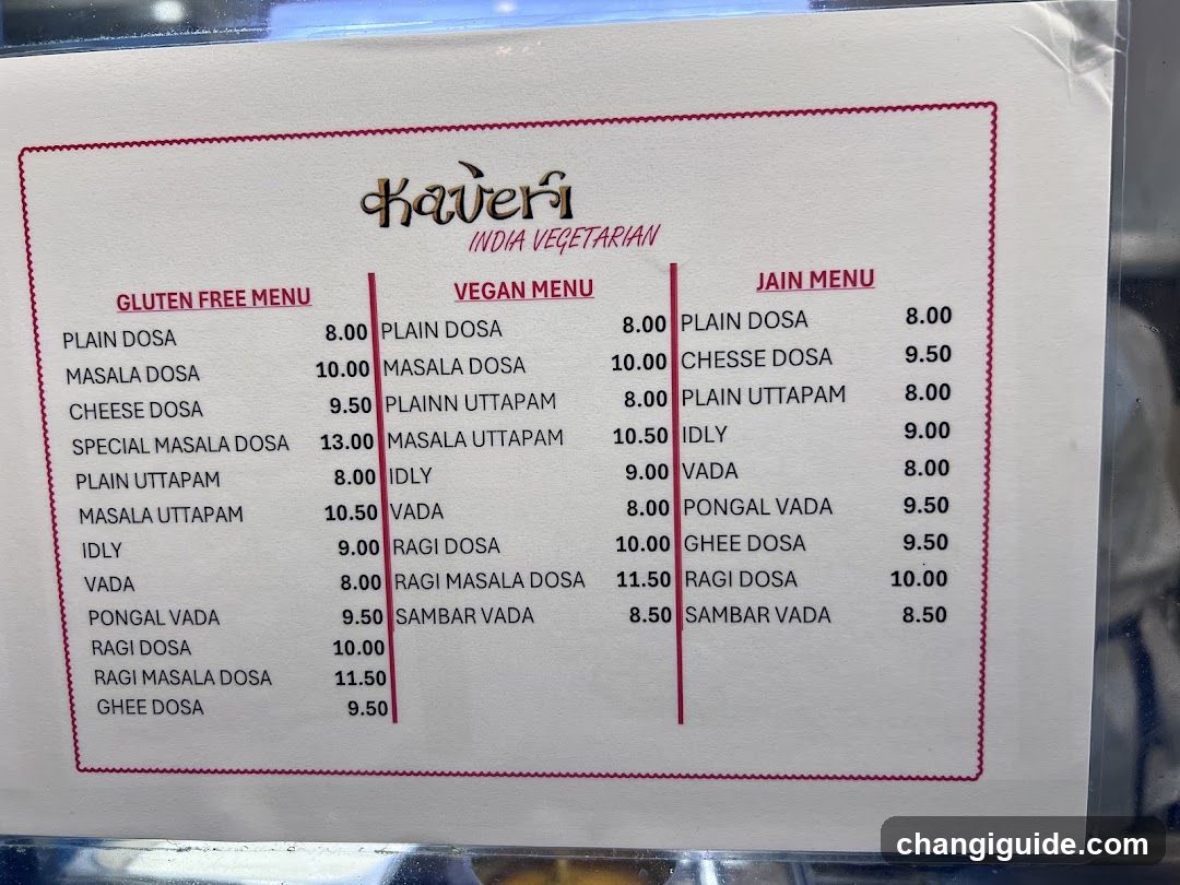 Kaveri India Vegetarian Menu