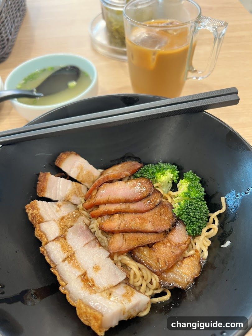 Noodle Bowl with Meat and Broccoli
