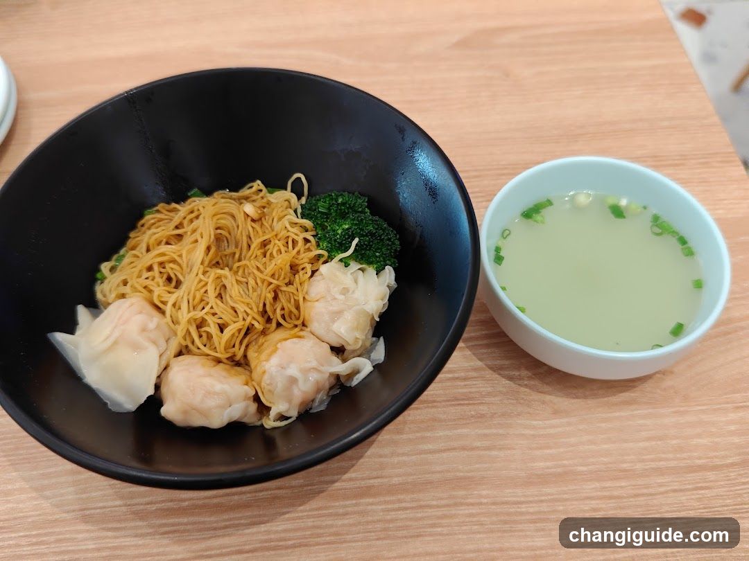 Noodle Bowl with Dumplings and Broccoli