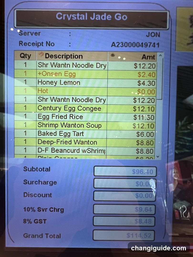 Crystal Jade Go Receipt Display