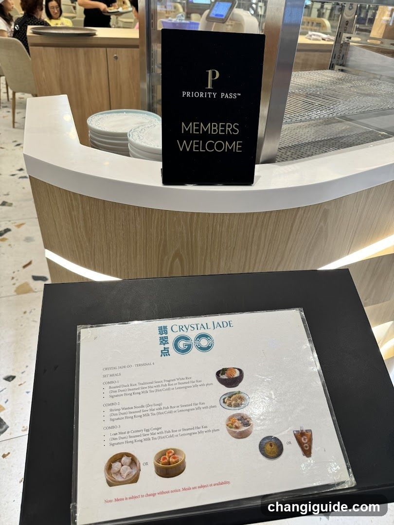 Crystal Jade Go Menu and Priority Pass Sign