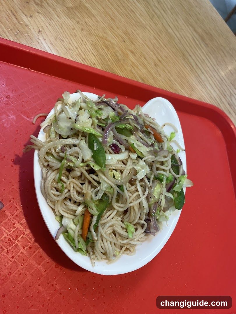 Noodle Dish on Red Tray