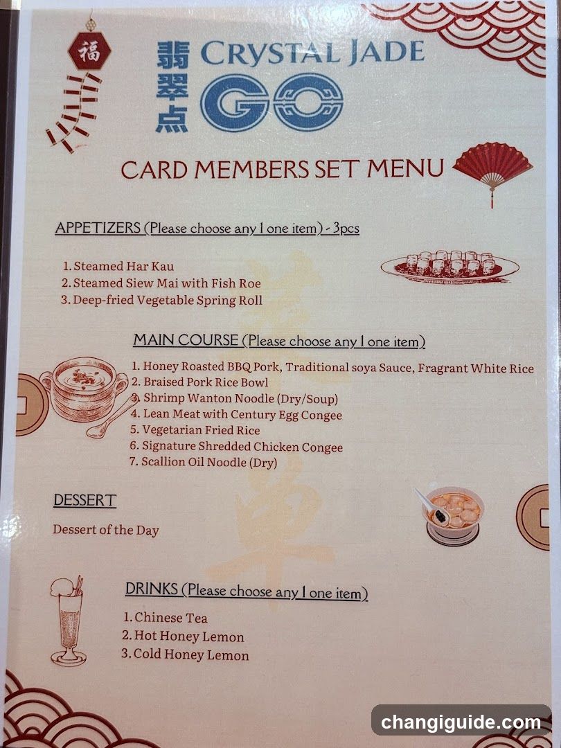 Crystal Jade GO Card Members Set Menu