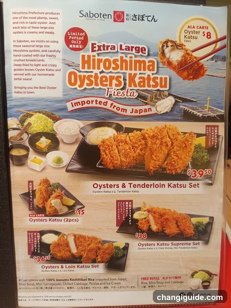 Saboten Oysters Katsu Menu