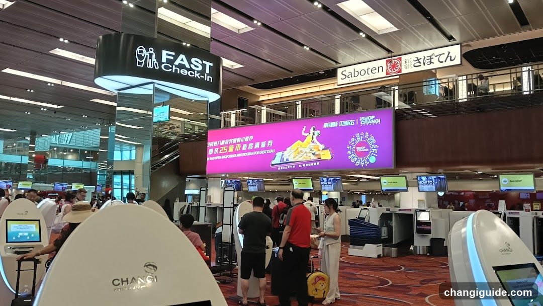 Airport Check-in Area with Saboten Signage