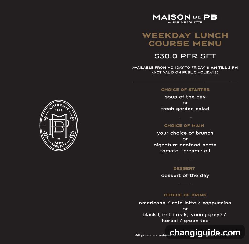 Maison de PB Weekday Lunch Course Menu