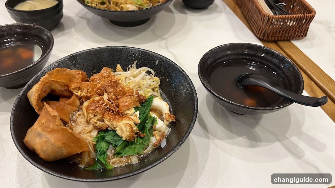 Noodle Bowl with Fried Dough and Broth