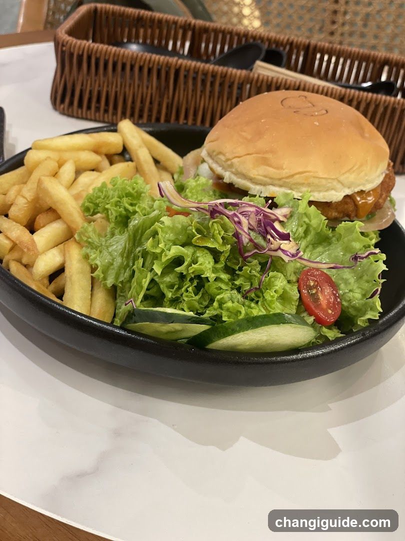 Burger with Fries and Salad