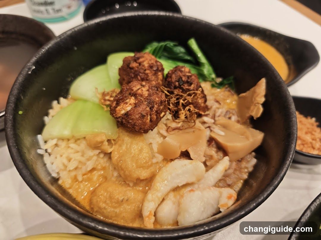 Curry Rice Bowl with Meatballs and Vegetables