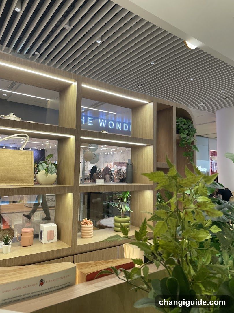 Interior Display Shelf with Merchandise and Plants