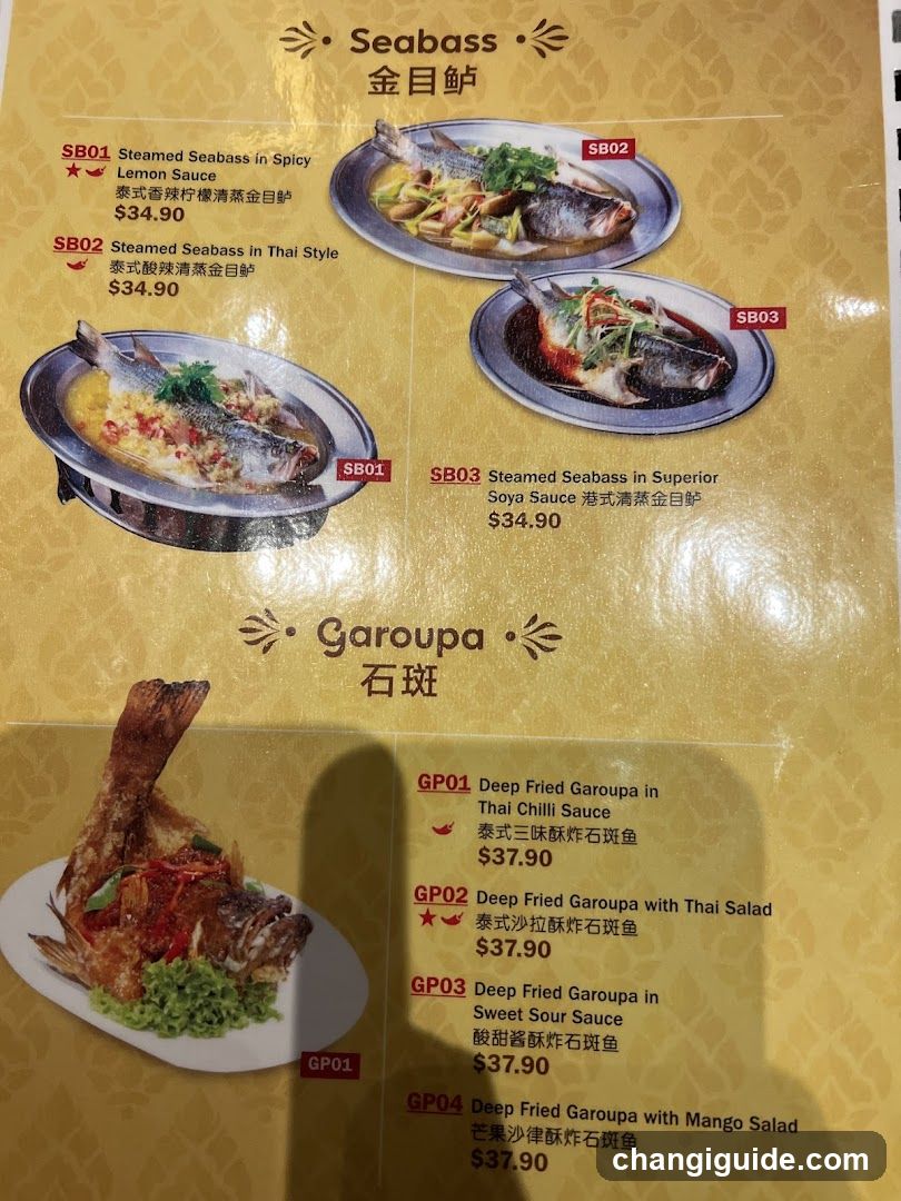 Seabass and Garoupa Menu
