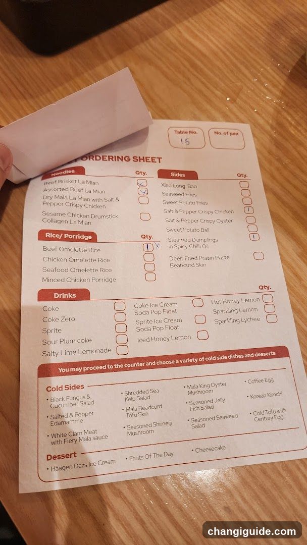 Ordering Sheet