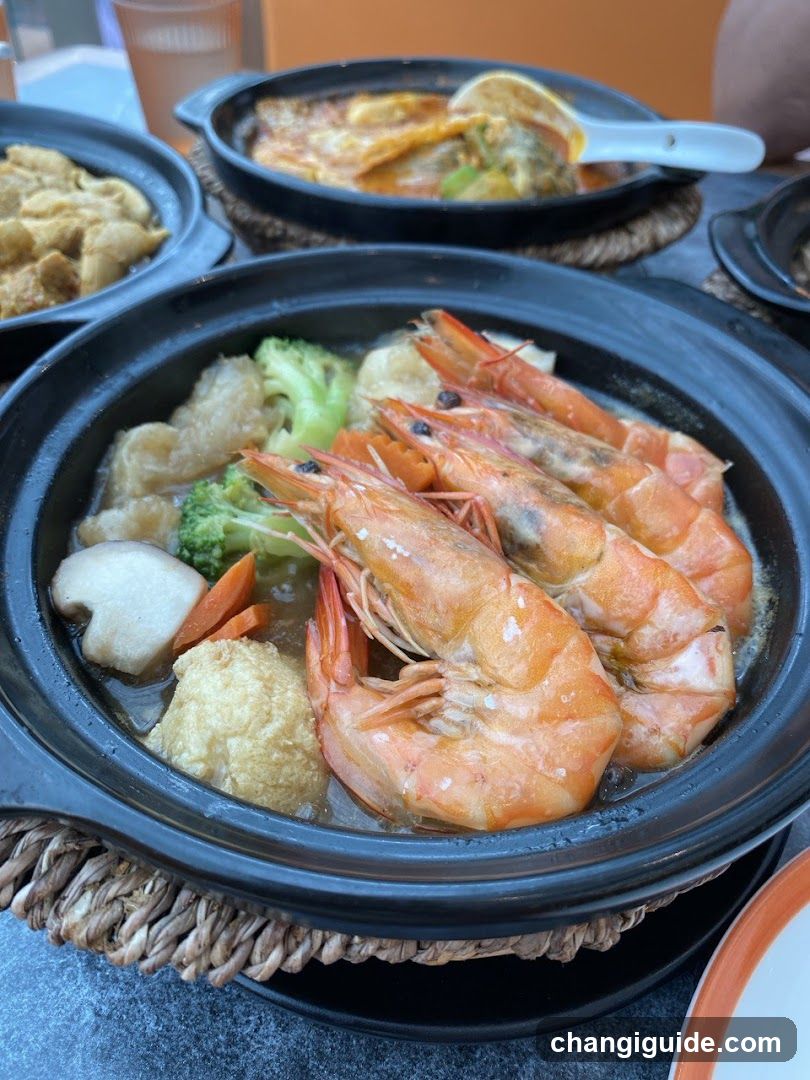 Shrimp Hot Pot with Vegetables and Dumplings