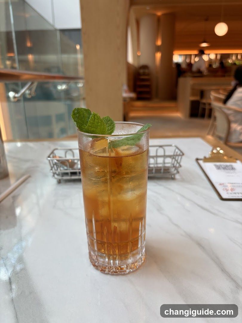 Beverage with Mint Garnish