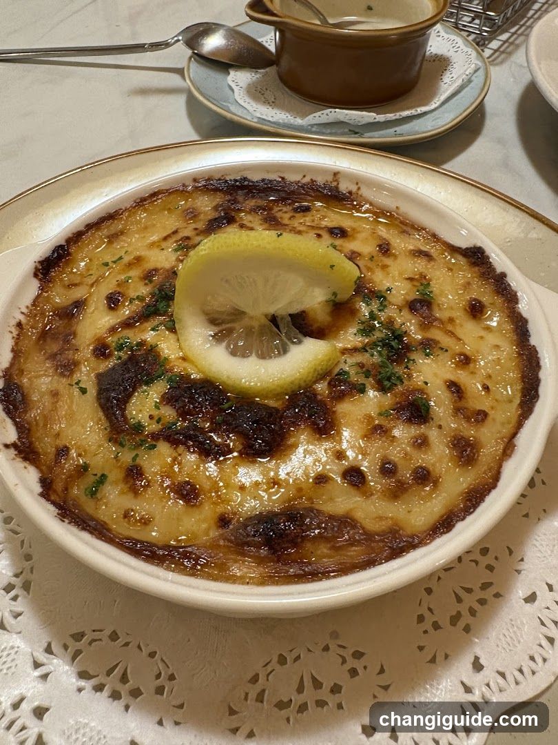 Baked Dish with Lemon Garnish