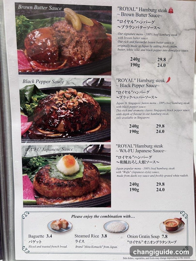 Royal Burger Menu Page