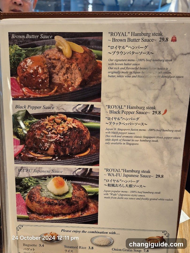 Royal Burger Steak Menu