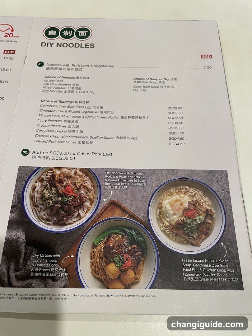DIY Noodles Menu