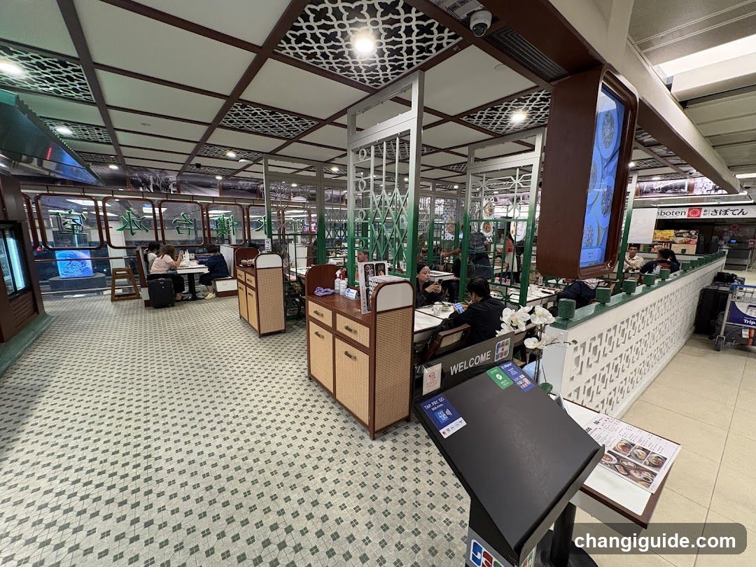 Restaurant Interior with Decorative Ceiling and Dining Area