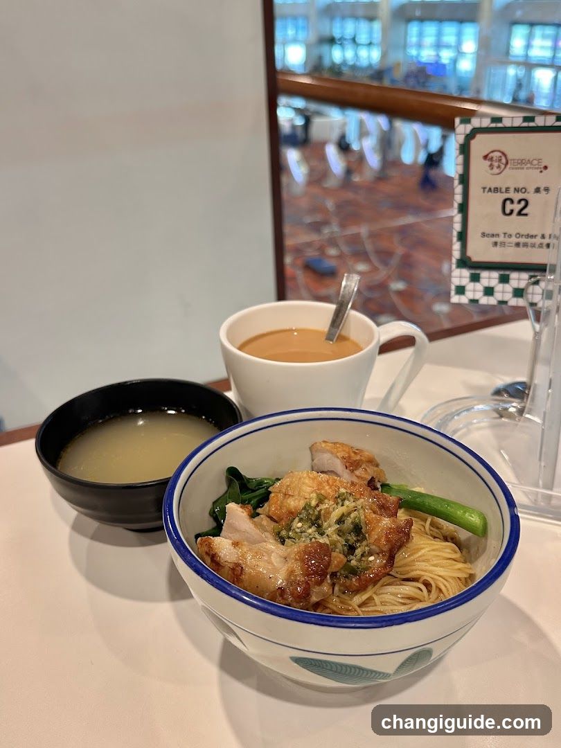 Noodle Bowl with Soup and Coffee