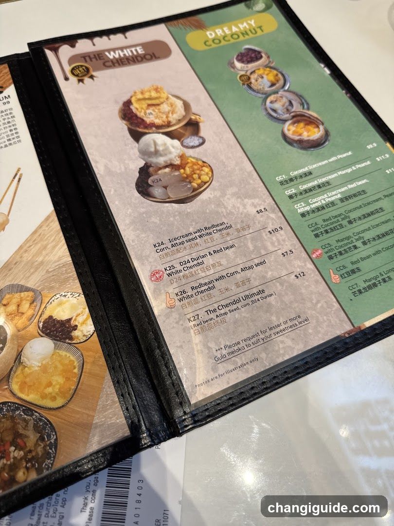 The White Chendol Menu