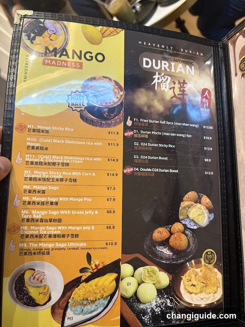 Mango Madness & Heavenly Durian Menu