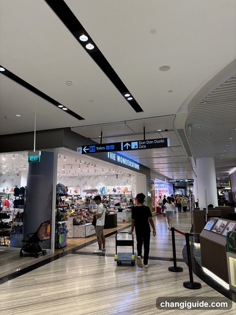 Shopping Mall Interior with Storefronts and Signage