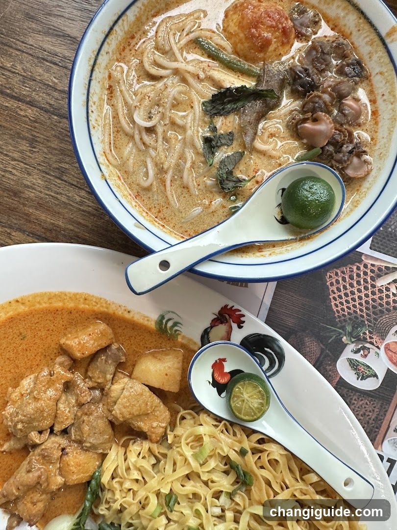 Noodle and Curry Dishes with Lime Slices