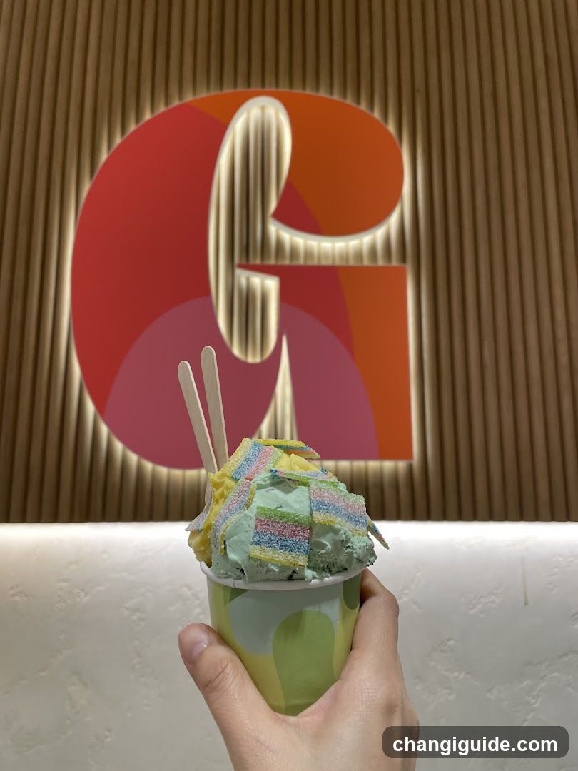 Rainbow Ice Cream with 'G' Logo Background