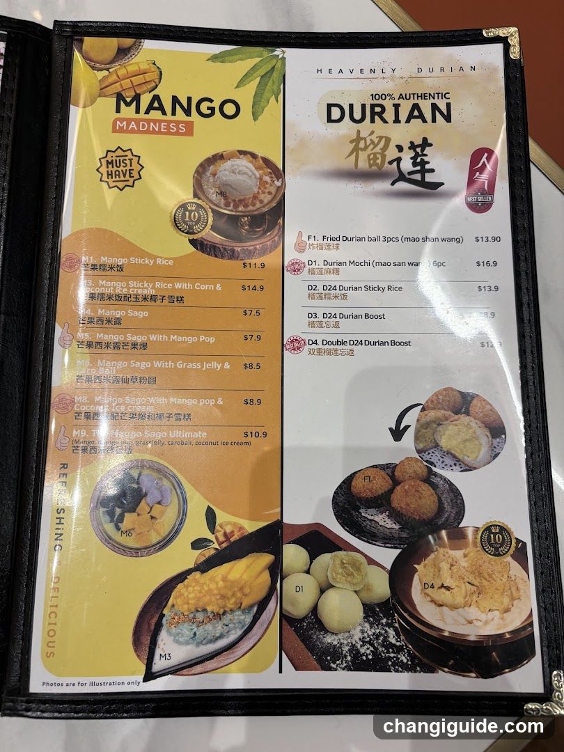 Mango Madness & Heavenly Durian Menu