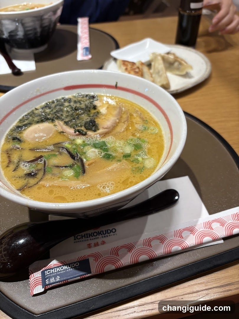 Ramen Bowl with Gyoza and Chopsticks