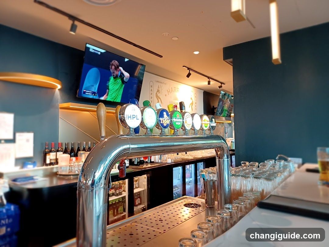 Bar Interior with Beer Taps and TV Screen