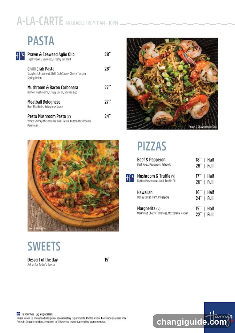 Harry's A-La-Carte Menu