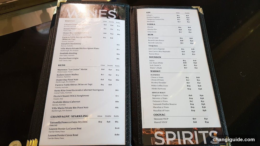Wines & Spirits Menu