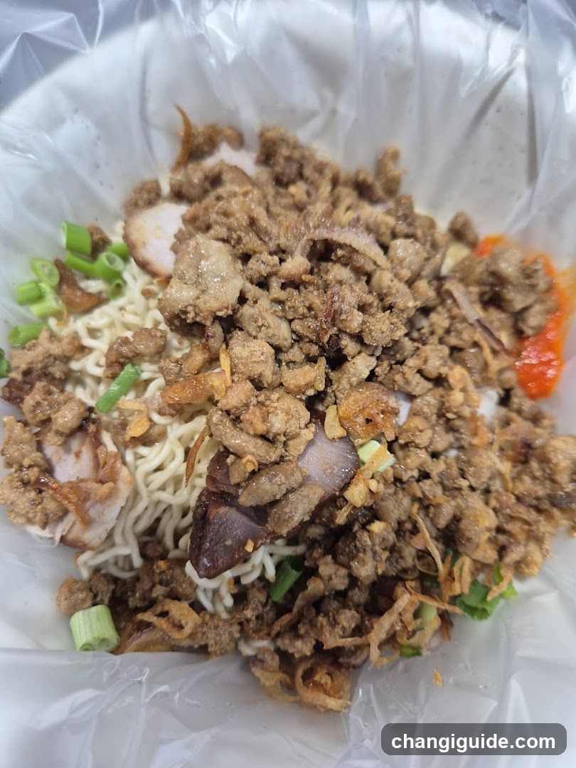 Noodle Dish with Minced Meat Topping