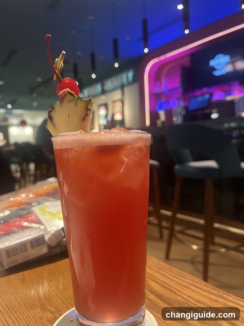 Pink Cocktail with Pineapple and Cherry Garnish