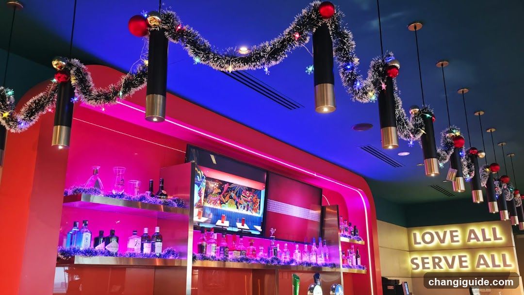 Bar Interior with Festive Decorations