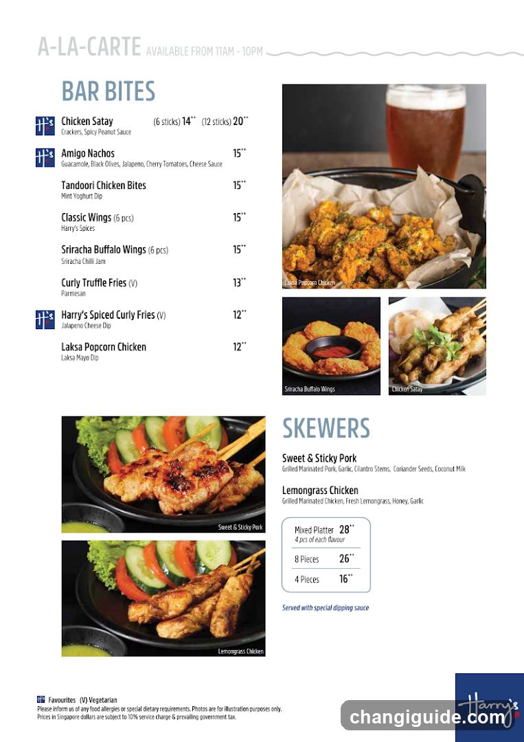 Harry's Restaurant A La Carte Menu