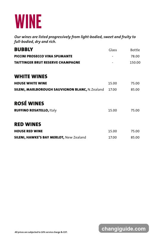Wine Menu