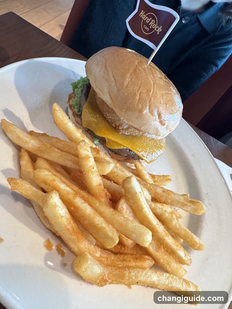 Burger and Fries with Hard Rock Cafe Flag