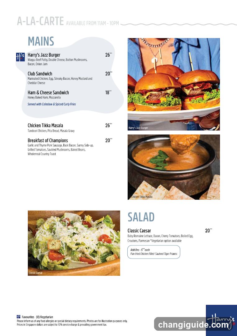 Harry's A La Carte Menu