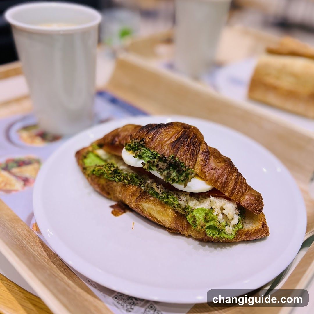 Croissant Sandwich with Spinach and Cheese