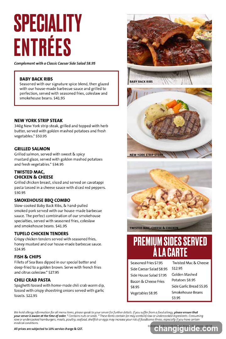 Specialty Entrées Menu