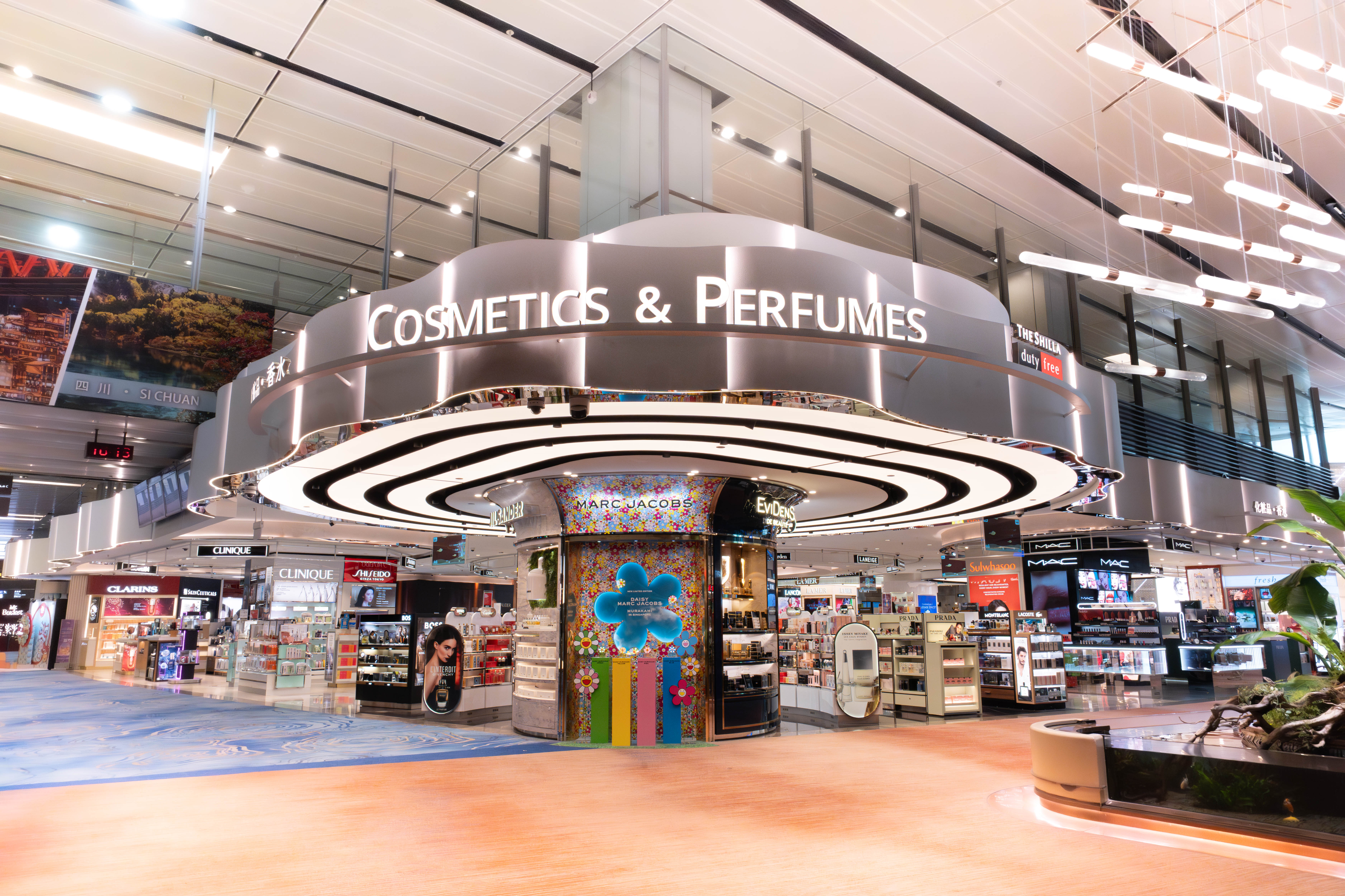 Cosmetics and Perfumes by Shilla storefront at Changi Airport participating in the Shopping Carnival