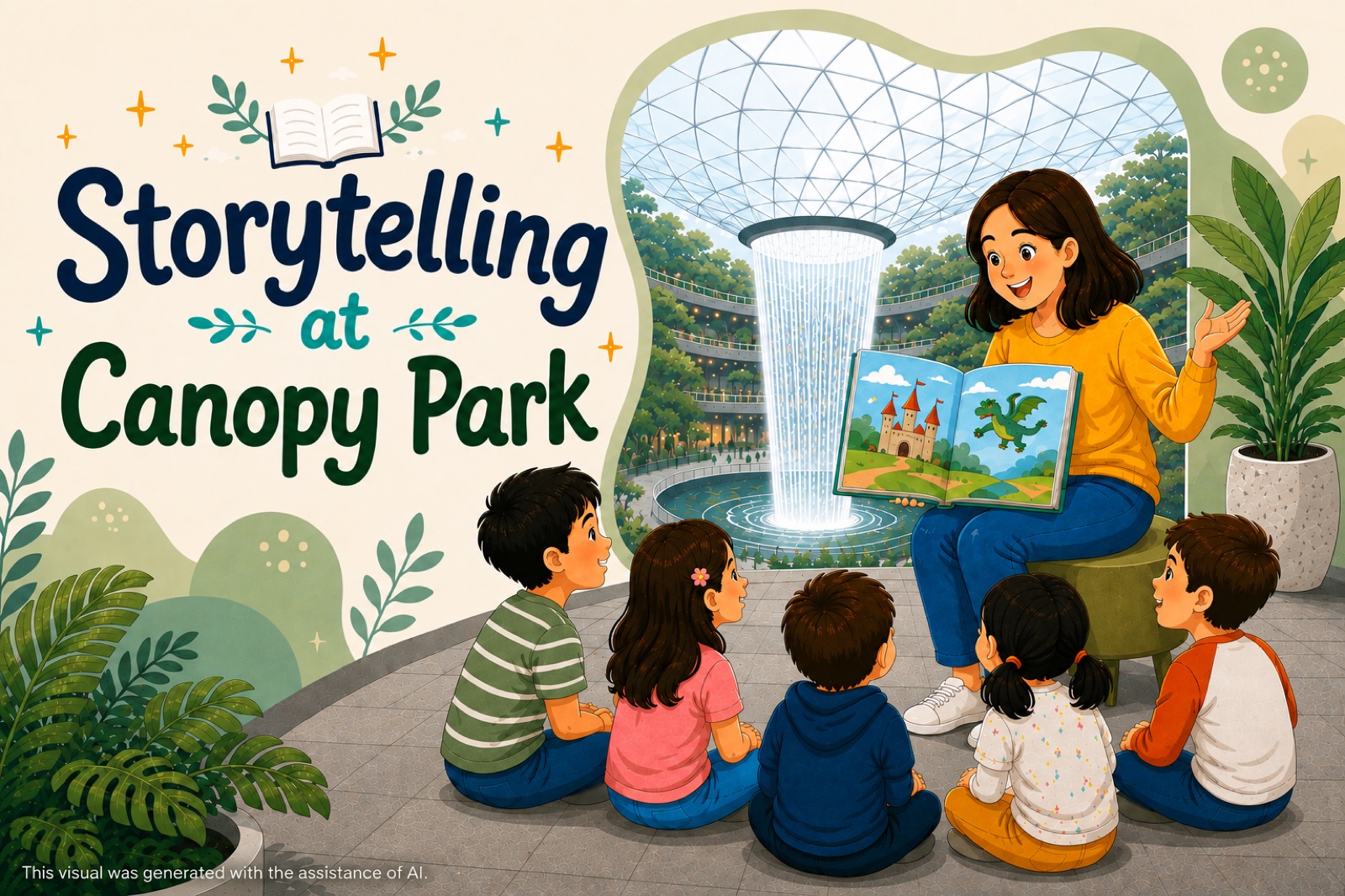 Official key visual for storytelling sessions at Canopy Park Petal Garden